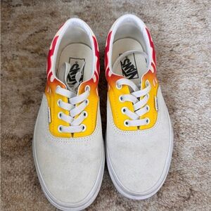 Vans Era suede leather red yellow flames